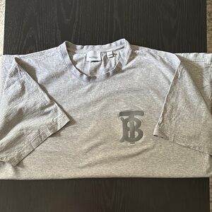 Burberry Gray Short Sleeve Tee with Logo